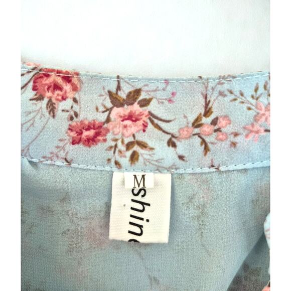 Floral Dress Sz M Coastal Cowgirl Modest Sheer Sleeve Trad Wife Prairie Floral - Picture 4 of 7